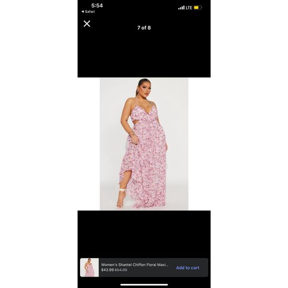 NEW Fashion Nova Shantel Chiffon Floral Maxi Dress Size Small - Picture 5 of 8